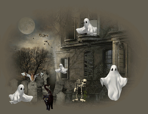 Nawiedzony dom przez duchy w Halloween